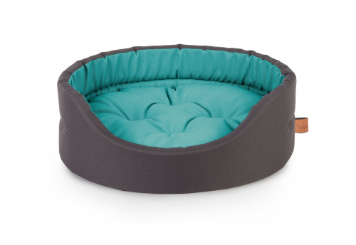 Oval bed with cushion BASIC DUO XXL türkis/grau